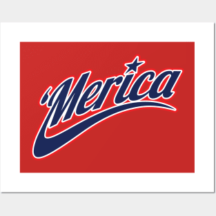 'Merica USA Patriotic Red White and Blue Logo Posters and Art